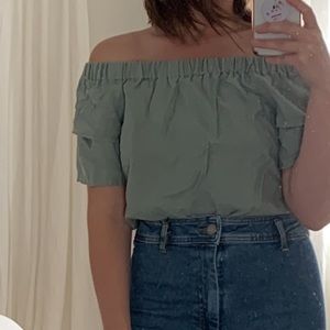 Size 6 green off the shoulder shirt